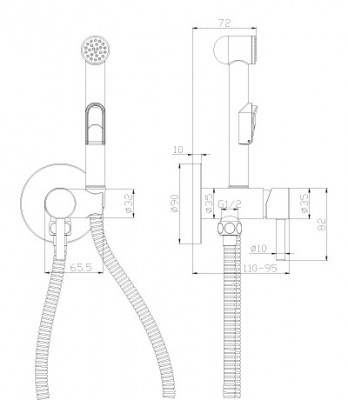 Смеситель Rossinka X25-51 с гигиеническим душем встраиваемый