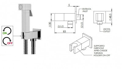 Remer 338Q Вентиль с подключением для душевого шланга | с держателем лейки (хром)