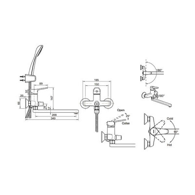 Bravat Eco F6111147C-LB смеситель для ванны с душем, хром