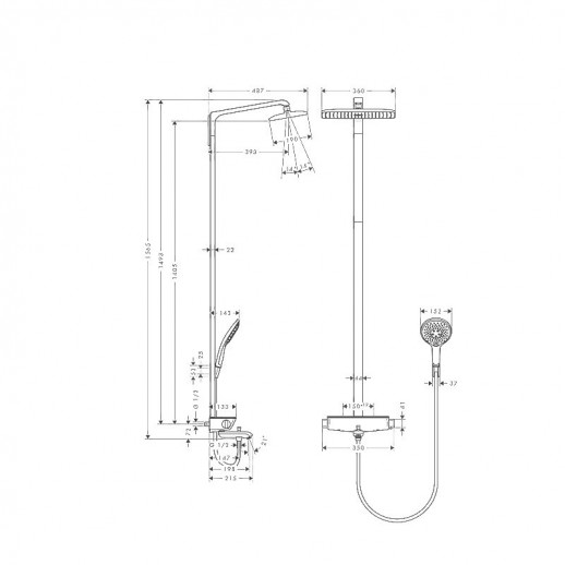 Hansgrohe Raindance Select Showerpipe 360 27113000 душевая система с изливом, хром