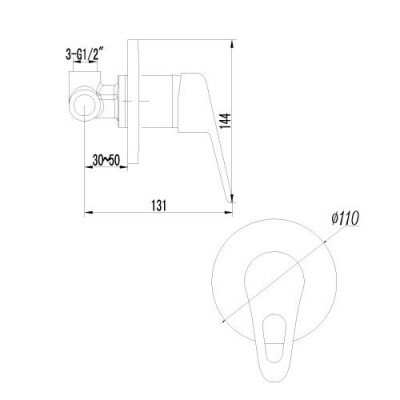 Lemark Luna LM4123C смеситель встраиваемый для душа, хром