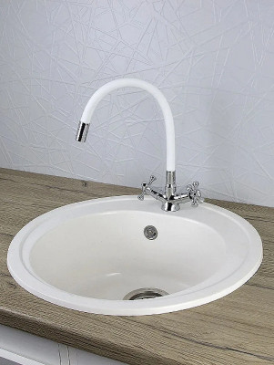 Смеситель для кухни Viko V-2748 хром белый с гибким изливом