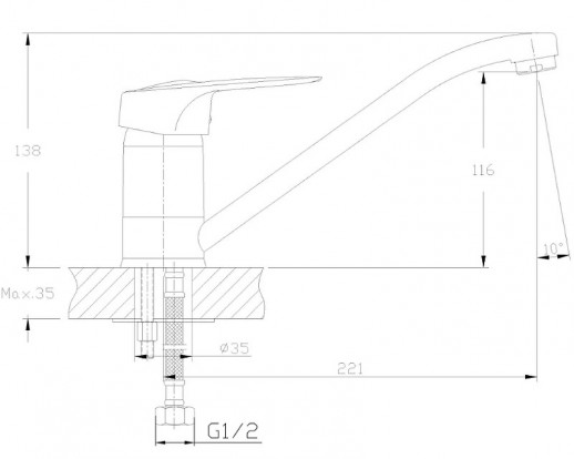 Смеситель для кухни Haiba HB4204-K (латунь) хром