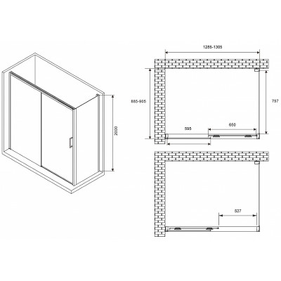 Душевой угол Abber Komfort 130x90 AG93130-S92 пр-ль хром стекло прозрачное