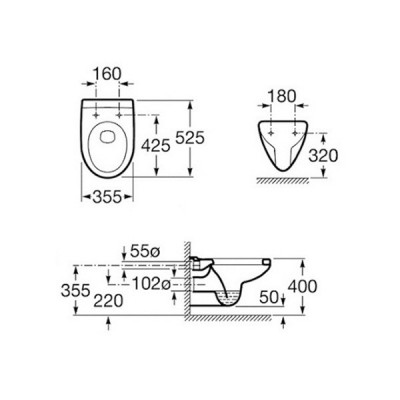 Roca Victoria 34630300R унитаз подвесной (чаша) 35,5 см х 52,5 см