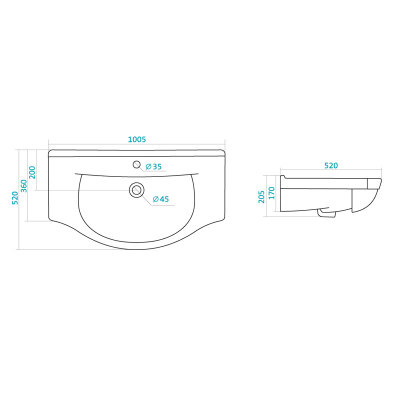 Мебельная раковина Style Line ЛС-00000171 Эльбрус 100 см, белая