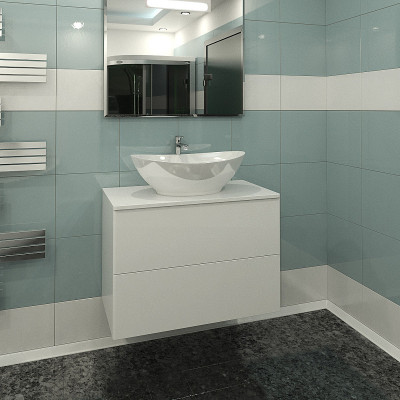 Тумба под раковину для ванной Orange Otto Ot-75TuMDF подвесная Белый глянцевый