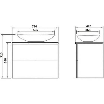 Тумба под раковину для ванной Orange Otto Ot-75TuMDF подвесная Белый глянцевый