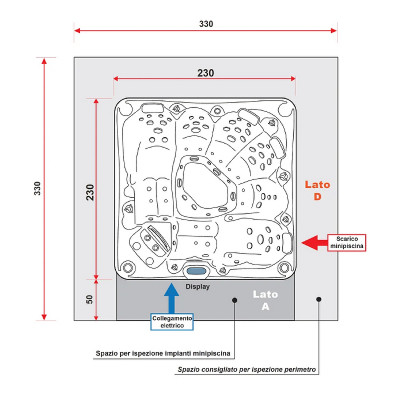 Бассейн Gruppo Treesse Rodas 230x230 PROD01BP с гидромассажем акрил