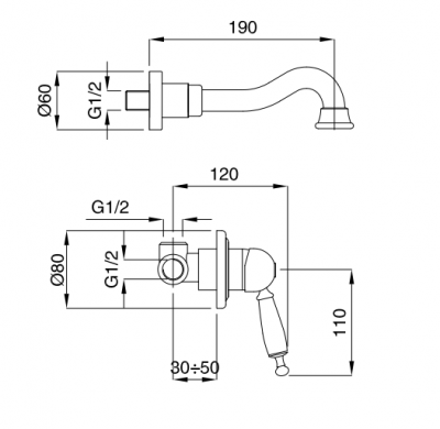 MIGLIORE Oxford 19092 смеситель для раковины настенный, бронза