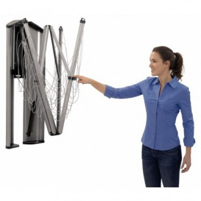 Brabantia Wallfix 475924 настенная сушилка для белья с боксом, нержавеющая сталь