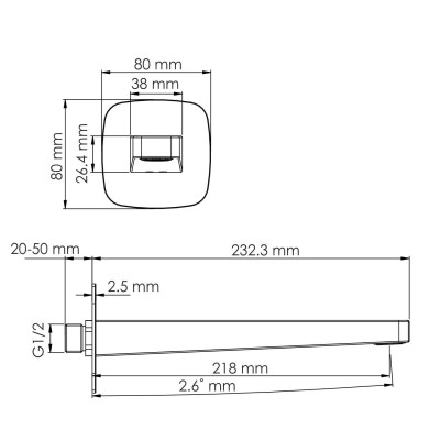 Настенный излив для ванны WasserKRAFT Saale 9500 (A316), белый