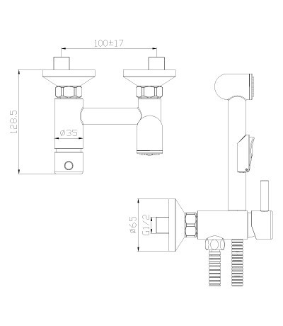 Смеситель Rossinka X25-52 с гигиеническим душем встраиваемый