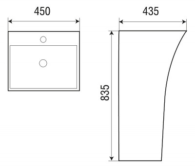 Раковина WeltWasser Rotbach 007 GL-WT 45 10000005492 белый прямоугольная