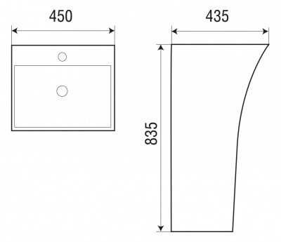 Раковина WeltWasser Rotbach 007 GL-WT 45 10000005492 белый прямоугольная