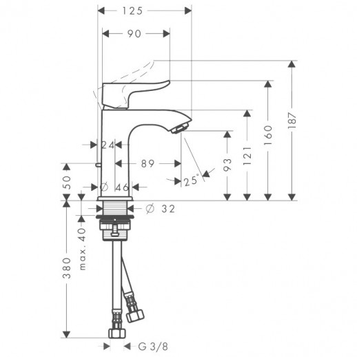 Hansgrohe Metris 31088000 смеситель для раковины с д/к, хром