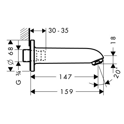 Hansgrohe E/S 13414000 излив для ванны, хром