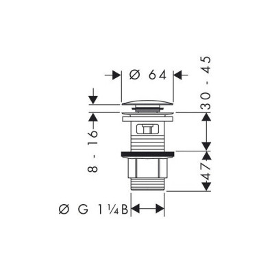 Hansgrohe 50105000 донный клапан Push-open G 1 1/4, хром