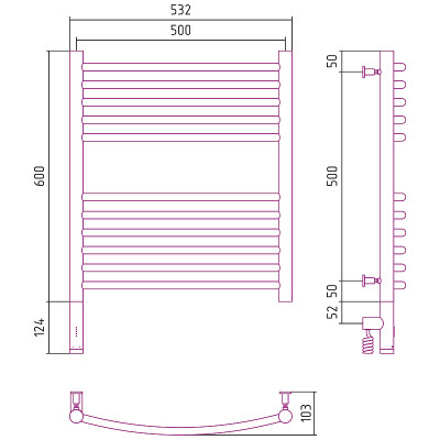 Полотенцесушитель электрический Сунержа Богема 3.0 600x500 L 00-5802-6050 хром лесенка