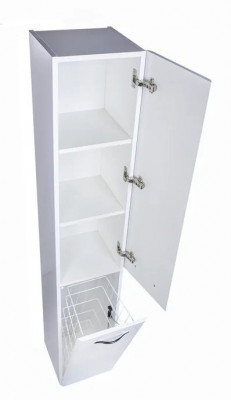 Пенал для ванной Style Line Каре 30 Люкс Plus белый с бельевой корзиной (СС-00002271)