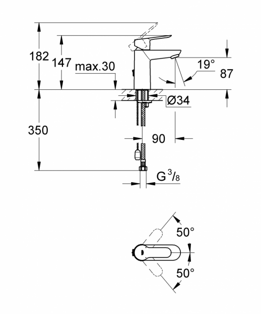 Grohe BauEdge 23329000 смеситель для раковины