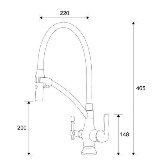 Смеситель для кухни Zorg Sanitary ZR 347-6 YF под фильтр, черный/хром