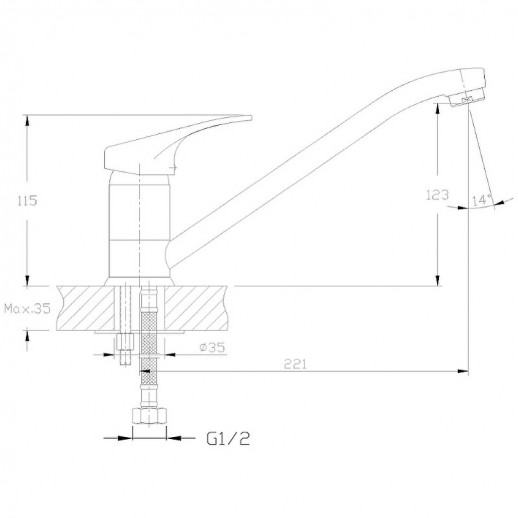 Смеситель для кухни Haiba HB4813-K (латунь) хром