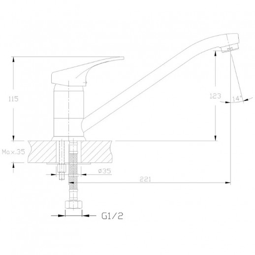 Смеситель для кухни Haiba HB4813-K (латунь) хром