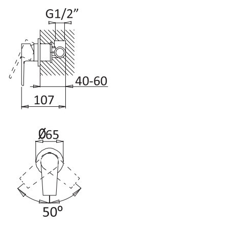 Встраиваемый однорычажный смеситель для душа CEZARES NAUTIC-DIM-01