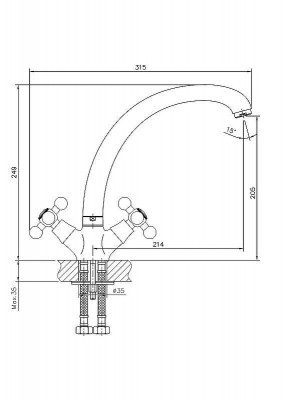 Двухвентильный смеситель для кухни Haiba HB4719 (латунь) хром