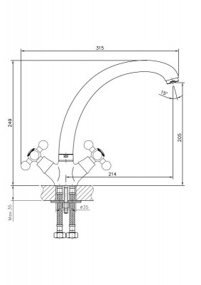 Двухвентильный смеситель для кухни Haiba HB4719 (латунь) хром
