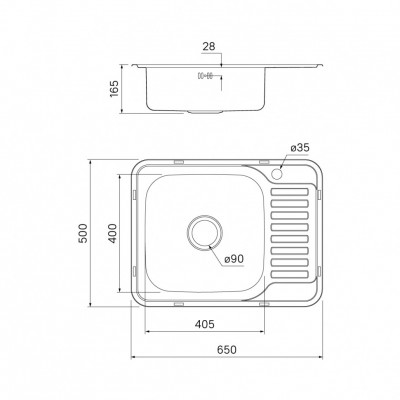 Мойка IDDIS Basic нержавеющая сталь полированная чаша слева 650*500 (BAS65PLi77), классический дизайн