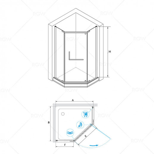 Душевой уголок RGW Passage PA-081 80х80 35088188-11 прозрачный профиль хром призма