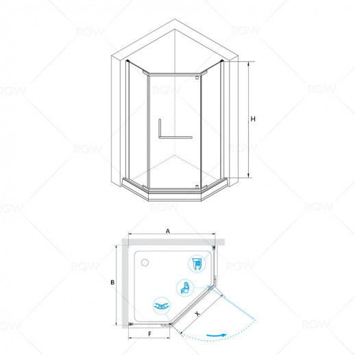 Душевой уголок RGW Passage PA-081 80х80 35088188-11 прозрачный профиль хром призма