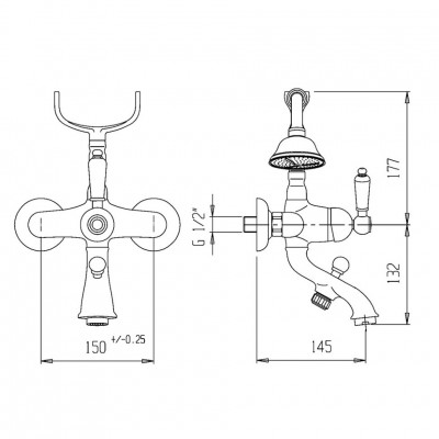 CAPRIGO ADRIA-Uno 02-011-crm смеситель для ванны без лейки, хром