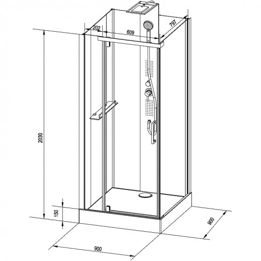 Душевая кабина Black&White Galaxy G8702 90x90 8702900 с гидромассажем квадратная