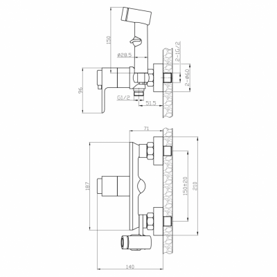 Смеситель Rossinka RS50-52 для раковины/биде термостат, хром