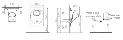 Vitra Istanbul 4517B003-5300 писсуар с ИК-датчиком, от батареи, белый