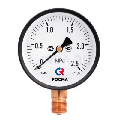 Манометр, тип ТМ 10, подключение снизу, кл. 2,5, черный, Росма M12x1,5 (00000000589)