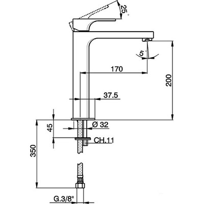 Смеситель для раковины Cisal Cubic CU00354121 хром однорычажный