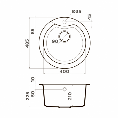 Мойка Omoikiri круглая 485х485 мм Yasugata 48R-BE Tetogranit, ваниль (4993131)