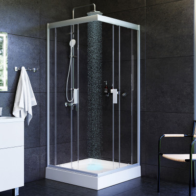 Душевой уголок AM.PM Gem 90х90 W90G-403-090MT профиль Серый стекло прозрачное квадратный