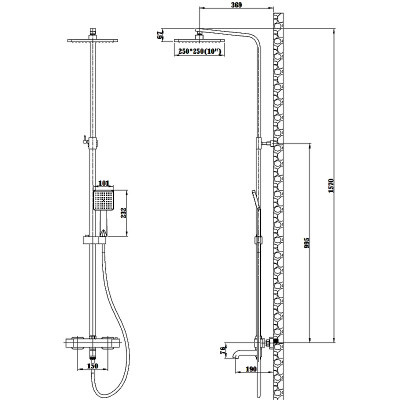 Душевая система ESKO Singapore black STT5054 BL с термостатом черная матовая 1 режим