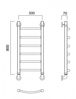 Водяной полотенцесушитель Акванерж дуга 800x400 (01-008040)