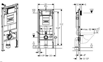 Geberit Duofix 111.300.00.5 инсталляция для подвесного унитаза