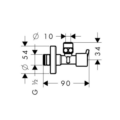 Hansgrohe 13901000 угловой вентиль с рукояткой S, хром