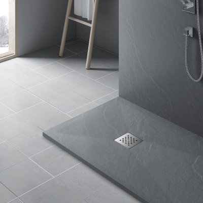 Душевой поддон Vincea искусственный камнь VST-4SR9011G 1100х900х25 серый прямоугольный