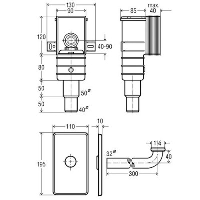 Viega 553753 сифон (пластик) для скрытого монтажа, 1 1/4 х 50/40