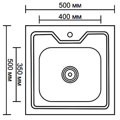 Одинарная мойка из нержавеющей стали накладная 50x50 см Ledeme L75050