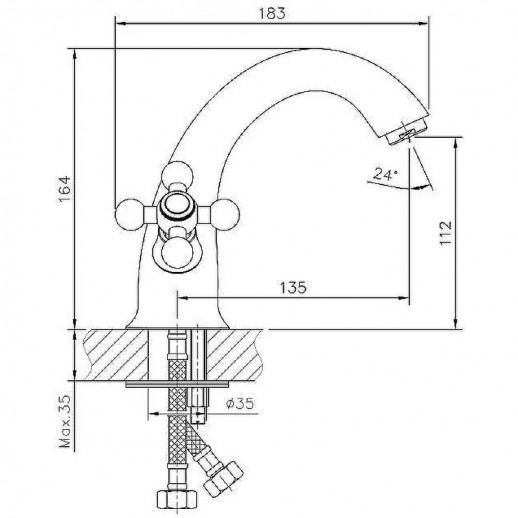 Смеситель для раковины Haiba HB1019-4 двухвентильный (латунь) бронза